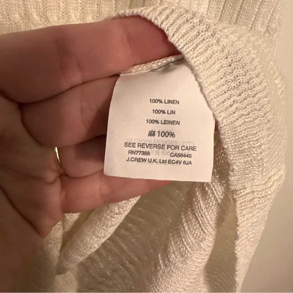 J. Crew Linen Lightweight Cable Knit Boatneck Sweater size XL White